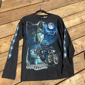 AOP vintage wolf motorcycle longsleeve
